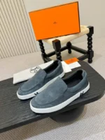 Мужские слипоны Hermes синего цвета, артикул 338792