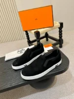 Мужские слипоны Hermes чёрного цвета, артикул 338794