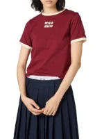 Женская футболка Miu Miu красного цвета, артикул 339635 — фото 2