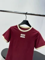 Женская футболка Miu Miu красного цвета, артикул 339635 — фото 3
