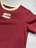 Женская футболка Miu Miu красного цвета, артикул 339635 — фото 5