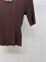 Женская футболка Miu Miu коричневого цвета, артикул 339998 — фото 5
