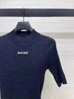 Женская футболка Miu Miu тёмно-синего цвета, артикул 339999 — фото 4