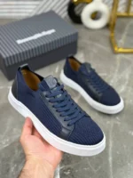 Мужские кеды Zegna тёмно-синего цвета, артикул 340392 — фото 4