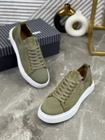 Мужские кеды Zegna зелёного цвета, артикул 340393
