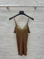 Женский топ Saint Laurent коричневого цвета, артикул 340493