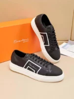Мужские кеды Santoni чёрного цвета, артикул 340678