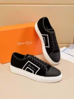 Мужские кеды Santoni чёрного цвета, артикул 340675