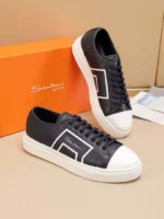 Мужские кеды Santoni тёмно-синего цвета, артикул 340679