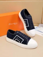 Мужские кеды Santoni тёмно-синего цвета, артикул 340677