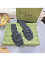 Женские шлепанцы Gucci чёрного цвета, артикул 340822