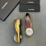 Женские балетки Chanel золотого цвета, артикул 340983 — фото 5