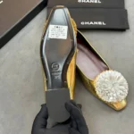 Женские балетки Chanel золотого цвета, артикул 340983 — фото 7
