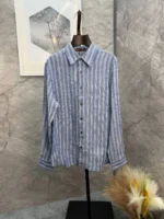 Мужская рубашка Loro Piana голубого цвета, артикул 341425