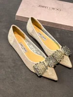 Женские балетки Jimmy Choo белого цвета, артикул 341519
