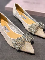 Женские балетки Jimmy Choo белого цвета, артикул 341519 — фото 4