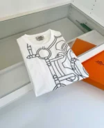 Мужская футболка Hermes белого цвета, артикул 344618 — фото 2