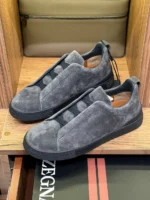 Мужские кеды Zegna серого цвета, артикул 342125