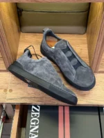Мужские кеды Zegna серого цвета, артикул 342125 — фото 3