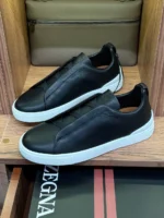 Мужские кеды Zegna чёрного цвета, артикул 342128