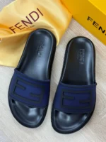 Мужские шлепанцы Fendi тёмно-синего цвета, артикул 342532 — фото 3