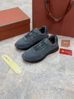 Мужские кроссовки Loro Piana серого цвета, артикул 342727