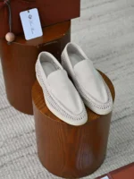 Мужские лоферы Loro Piana белого цвета, артикул 343354