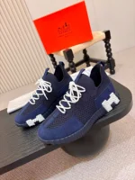 Мужские кроссовки Hermes тёмно-синего цвета, артикул 344155 — фото 3