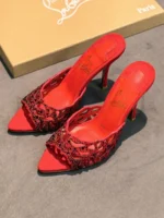 Женские мюли Christian Louboutin красного цвета, артикул 344310