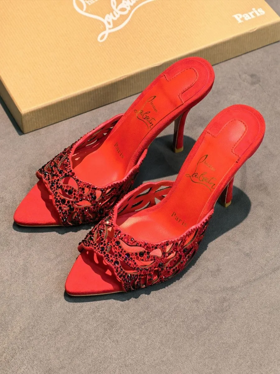 344310_1 Женские мюли Christian Louboutin красного цвета, артикул 344310