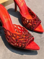 Женские мюли Christian Louboutin красного цвета, артикул 344310 — фото 3