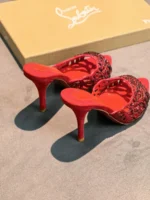 Женские мюли Christian Louboutin красного цвета, артикул 344310 — фото 4