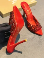 Женские мюли Christian Louboutin красного цвета, артикул 344310 — фото 5