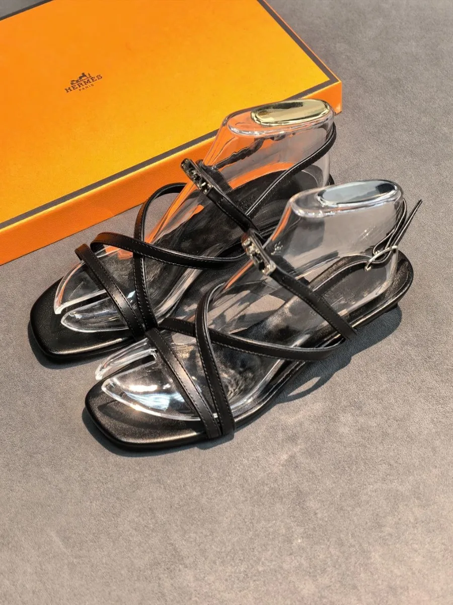 344322_1 Женские босоножки Hermes чёрного цвета, артикул 344322