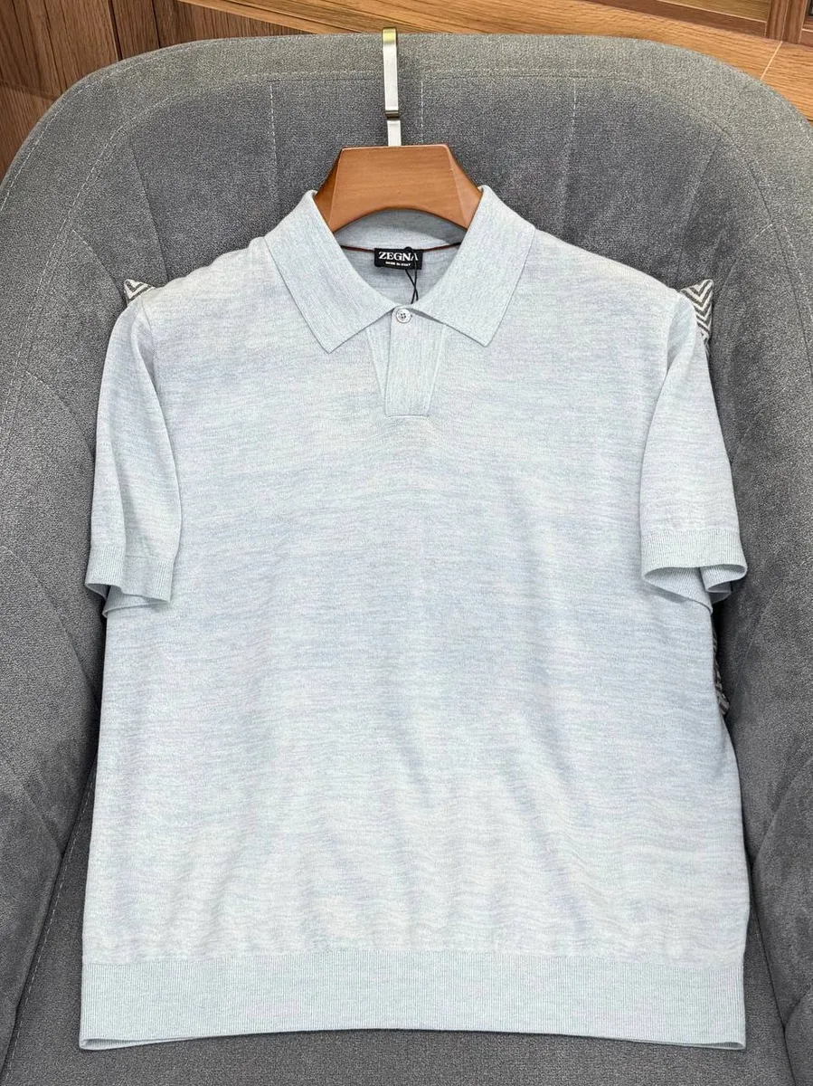 344352_1 Мужское поло Zegna голубого цвета, артикул 344352