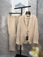 Мужской костюм Zegna бежевого цвета, артикул 344417
