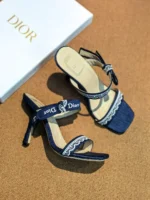 Женские босоножки Dior тёмно-синего цвета, артикул 343598
