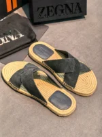 Мужские шлепанцы Zegna серого цвета, артикул 343555 — фото 3