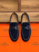 Мужские лоферы Hermes тёмно-синего цвета, артикул 343520 — фото 2