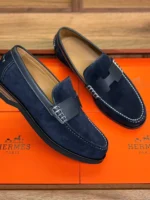Мужские лоферы Hermes тёмно-синего цвета, артикул 343520 — фото 4