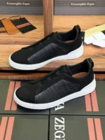 Мужские кеды Zegna чёрного цвета, артикул 343664