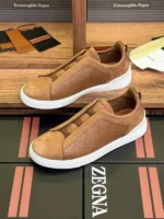 Мужские кеды Zegna бежевого цвета, артикул 343668