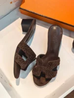 Женские мюли Hermes коричневого цвета, артикул 343791