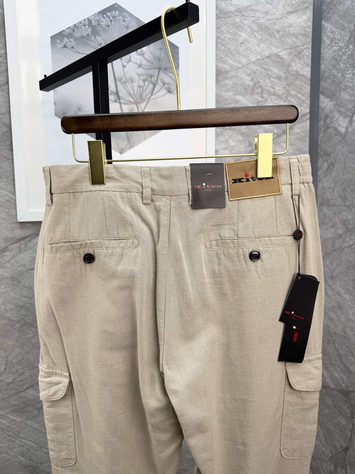 Льняные брюки карго KITON — изображение 4