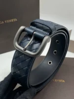 Мужской ремень Bottega Veneta тёмно-синего цвета, артикул 344791 — фото 2