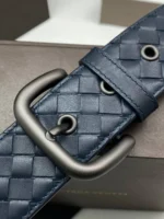 Мужской ремень Bottega Veneta тёмно-синего цвета, артикул 344791 — фото 3
