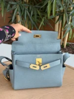 Мужская сумка мессенджер Hermes голубого цвета, артикул 344813 — фото 4