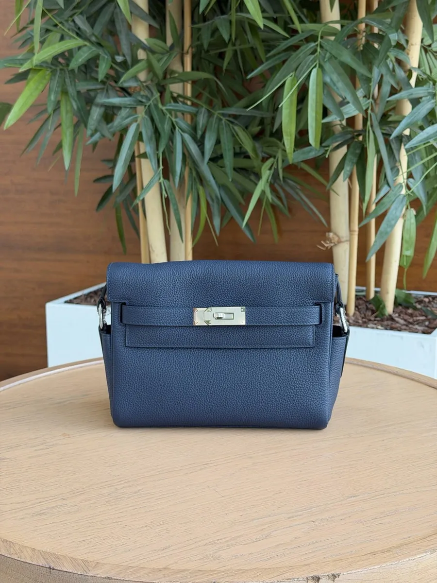 344816_1 Мужская сумка мессенджер Hermes тёмно-синего цвета, артикул 344816