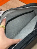 Мужская сумка мессенджер Hermes чёрного цвета, артикул 345039 — фото 4