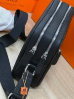 Мужская сумка мессенджер Hermes чёрного цвета, артикул 345039 — фото 6